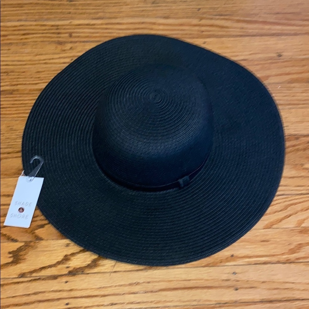 Shade & Shore Black Wide Brim Hat NWT